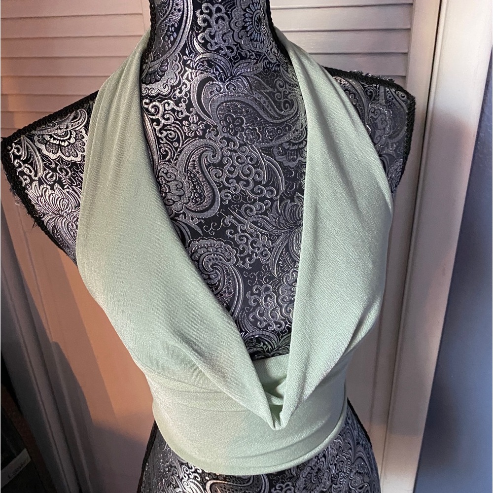 Y2K SEA GREEN HALTER SLOUCH TOP M NWOT